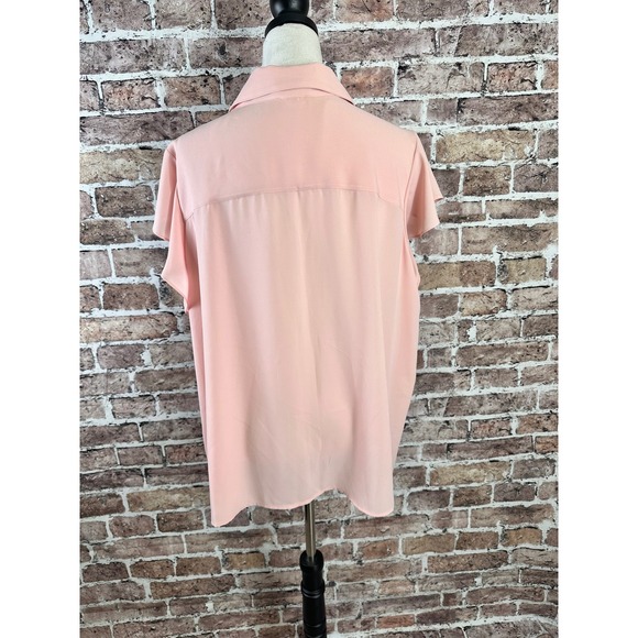 Calvin Klein Pink Ruffle Front Short Sleeve Collared Blouse Top Plus 2X NWT - Picture 7 of 12